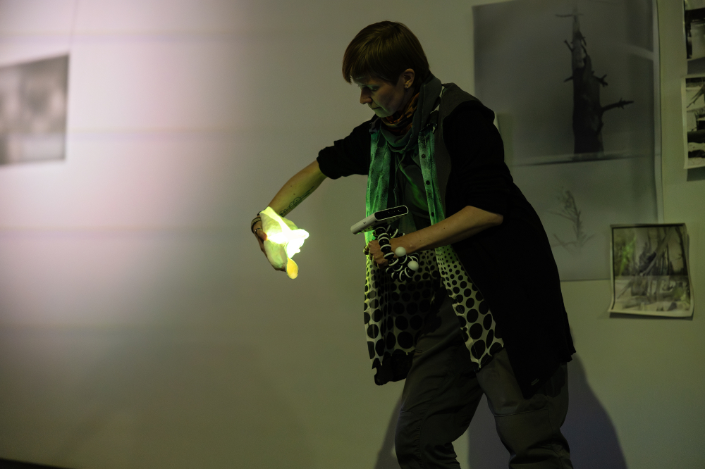 A person holding undefined yarn object